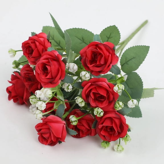 30Cm Rose Silk Artificial Flowers Small Bouquet 10 Head Fake Flower Valentine\'S Day Wedding Decoration Indoor Flore Diy Supplies