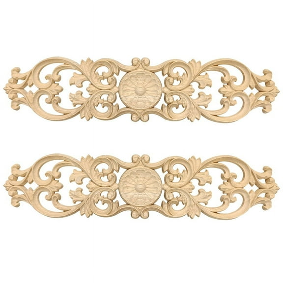 30Cmx7Cm Woodcarving Decals Carved Corner Flower Home Decoration Cabinet Door Bed Decorative Patch Onlay Wood Applique