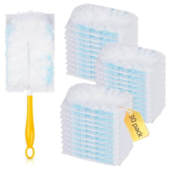 30Count Duster Refills Compatible with Dusters 180° Handle Dusters, 180° Heavy Duty Multi-Surface Duster Replacement with 1 Standard Handle, Unscented