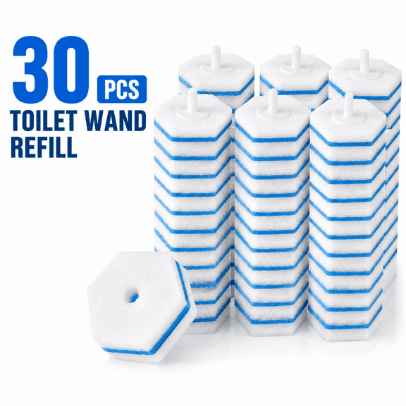 30Count Toilet Bowl Wand Refill,Disposable Toilet Brush Refills for Bathroom Bathtub,Sink