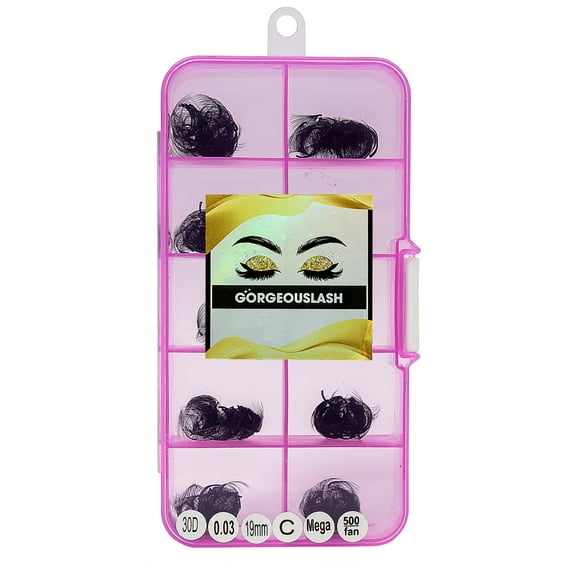 30D - C Curl Lashes, 500 Premade Volume Fans, 0.03mm thickness, Eyelash Extensions, Handmade.