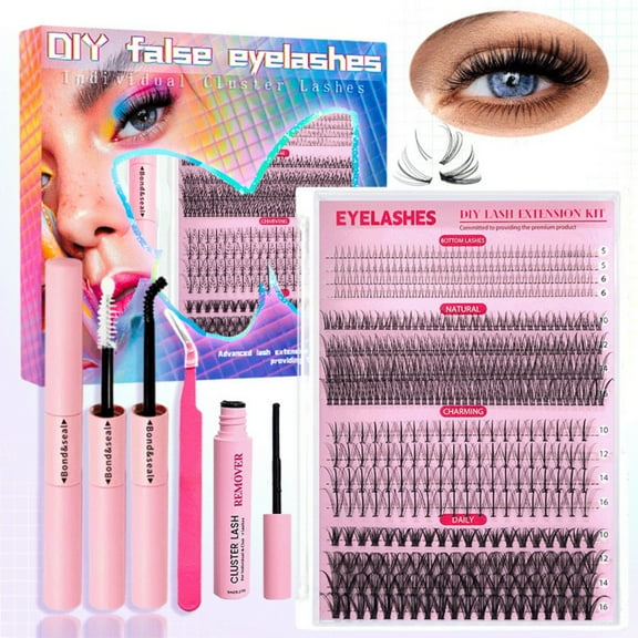30D False Eyelash Glue Tweezers Set with Lower Eyelash Fish Tail Curlers Family Package 300pcs