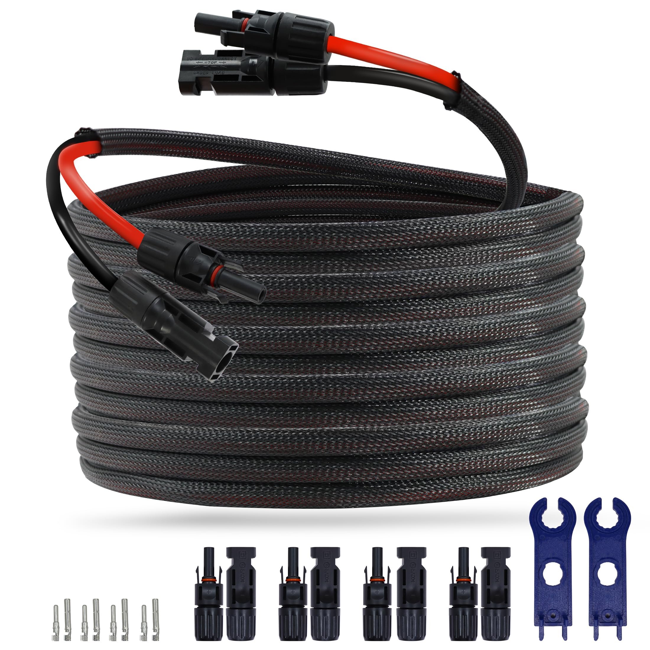 30FT 10AWG Solar Extension Cable with IP67 Connectors for Outdoor Use