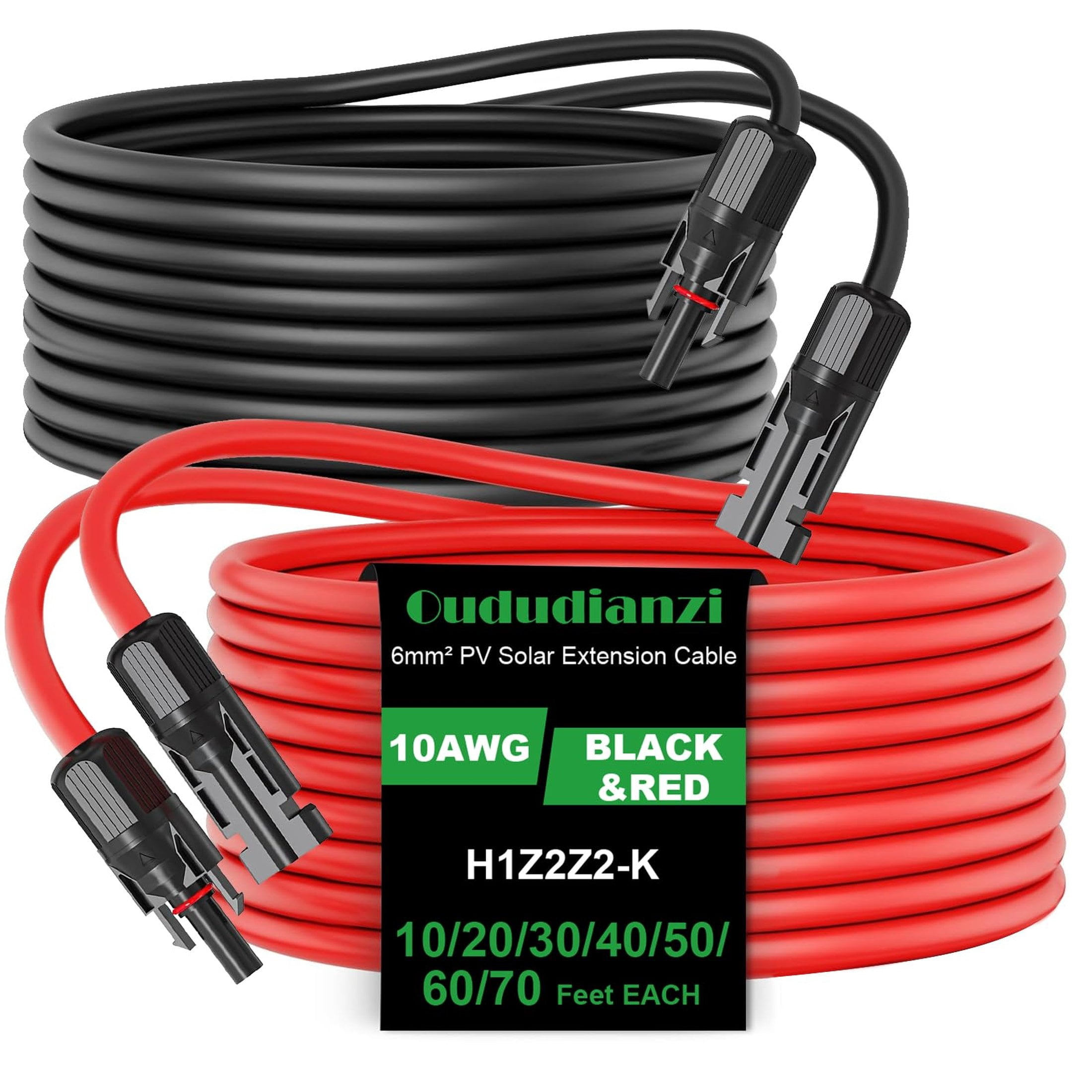 30FT 10AWG Solar Panel Extension Cable with Connectors for RV and Car