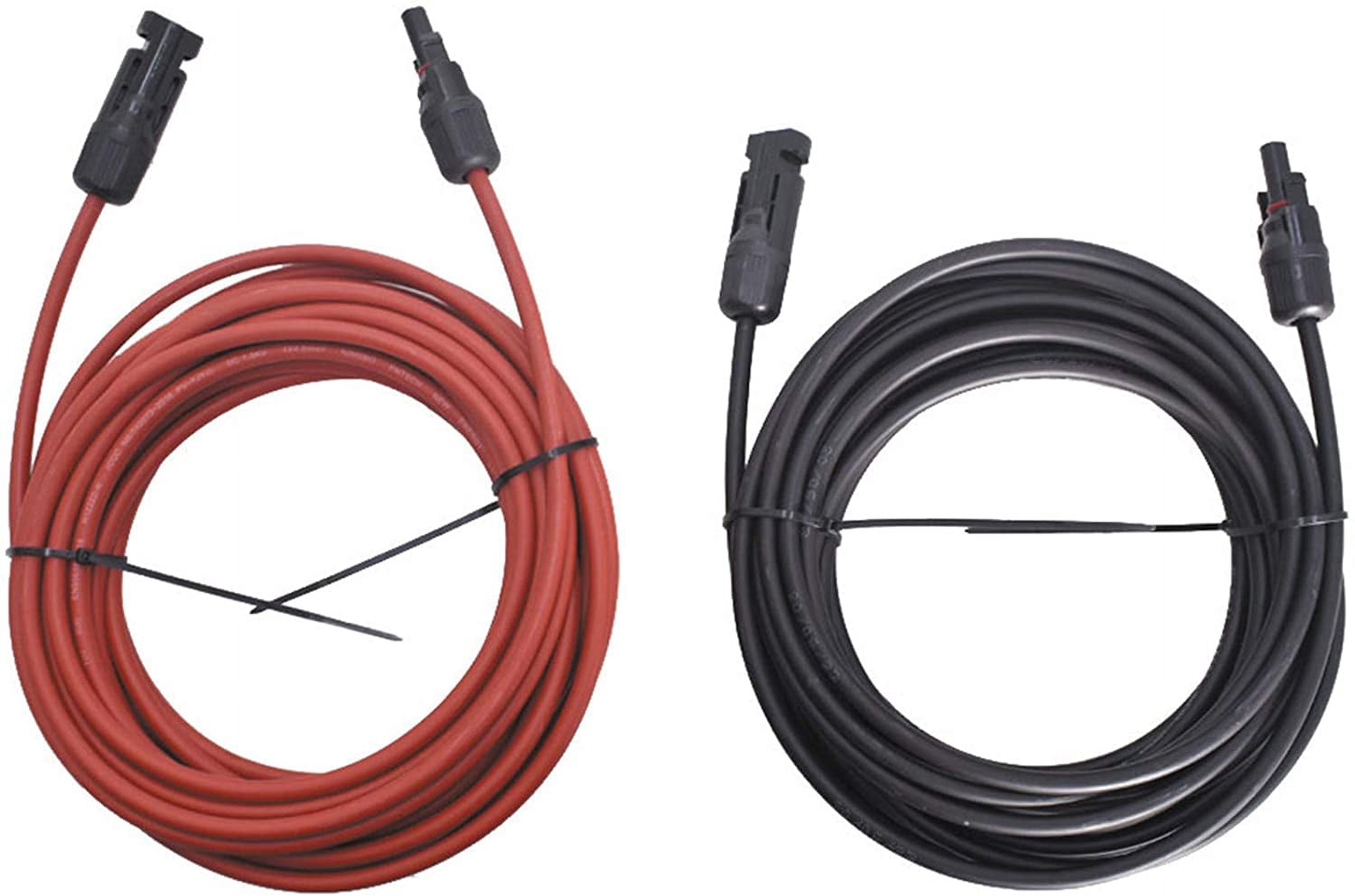 30FT 12AWG Black + Red 12 Gauge Solar Panel Extension Cable Wire with Female and Male Connector Solar Connector