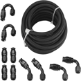 thumbnail image 1 of 30FT 6AN-AN6 Black Nylon E85 PTFE Fuel Line w/ 10 Fittings Hose Kit, 1 of 6