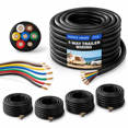 30FT 7 Way Trailer Wiring Harness, 10-14 Awg Cca Trailer Cable, Black ...