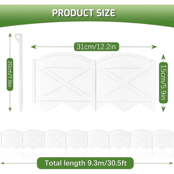 30Ft Landscape Edging White Garden Border with Stakes for Flower Bed Lawn