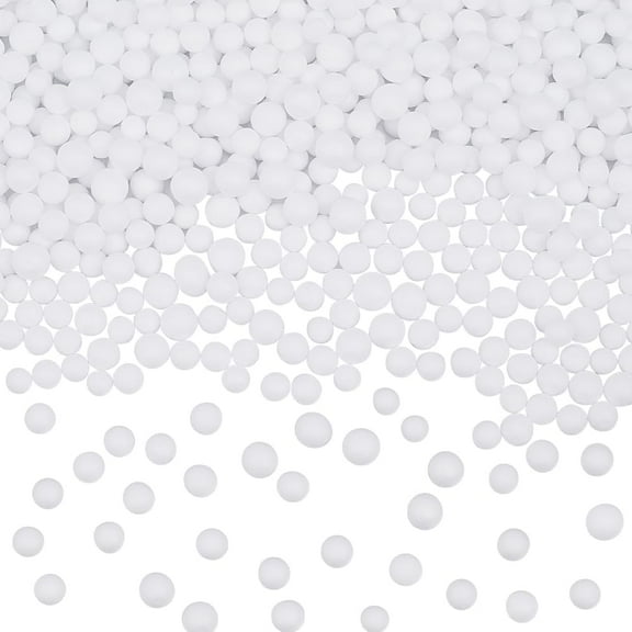 30G 4.5mm to 6.5mm White Foam Beads Craft Round Foam Ball Crafting Polystyrene Mini Small Smooth Art Stuffing Filling