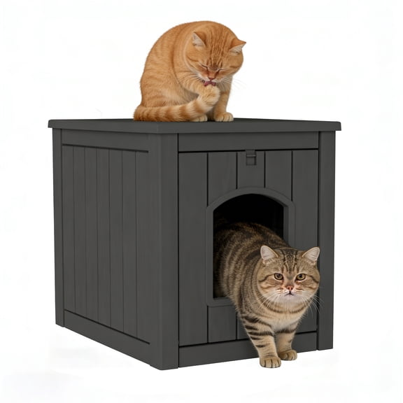 Decksplore 30Gal Outdoor Cat House – Waterproof, Non-Toxic Shelter for Outdoor Cats & Strays – Easy No-Tools Assembly, Removable Roof