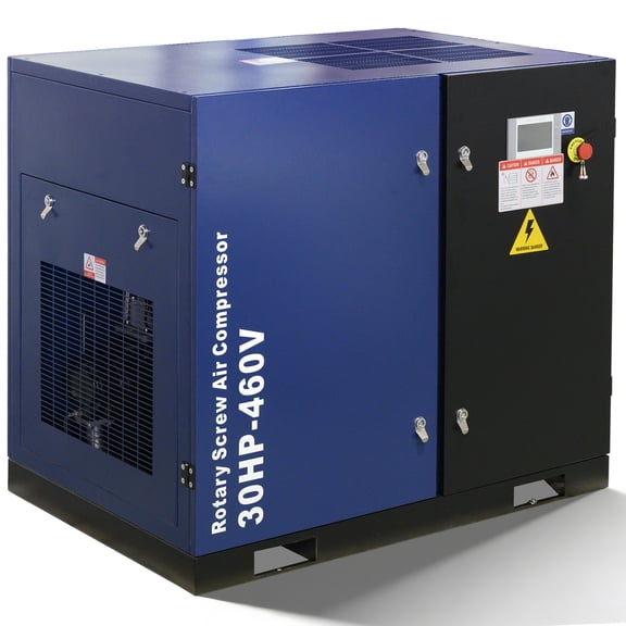 30HP Rotary Screw Air Compressor, 123 CFM 125 PSI 460V 3-Phase, Industrial Grade Heavy Duty Air System with Direct Drive & Smart Controller