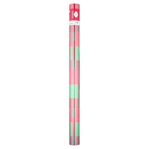 Red and Green Color Block Premium Foil Christmas Wrapping Paper, 85 sq ft, by Holiday Time