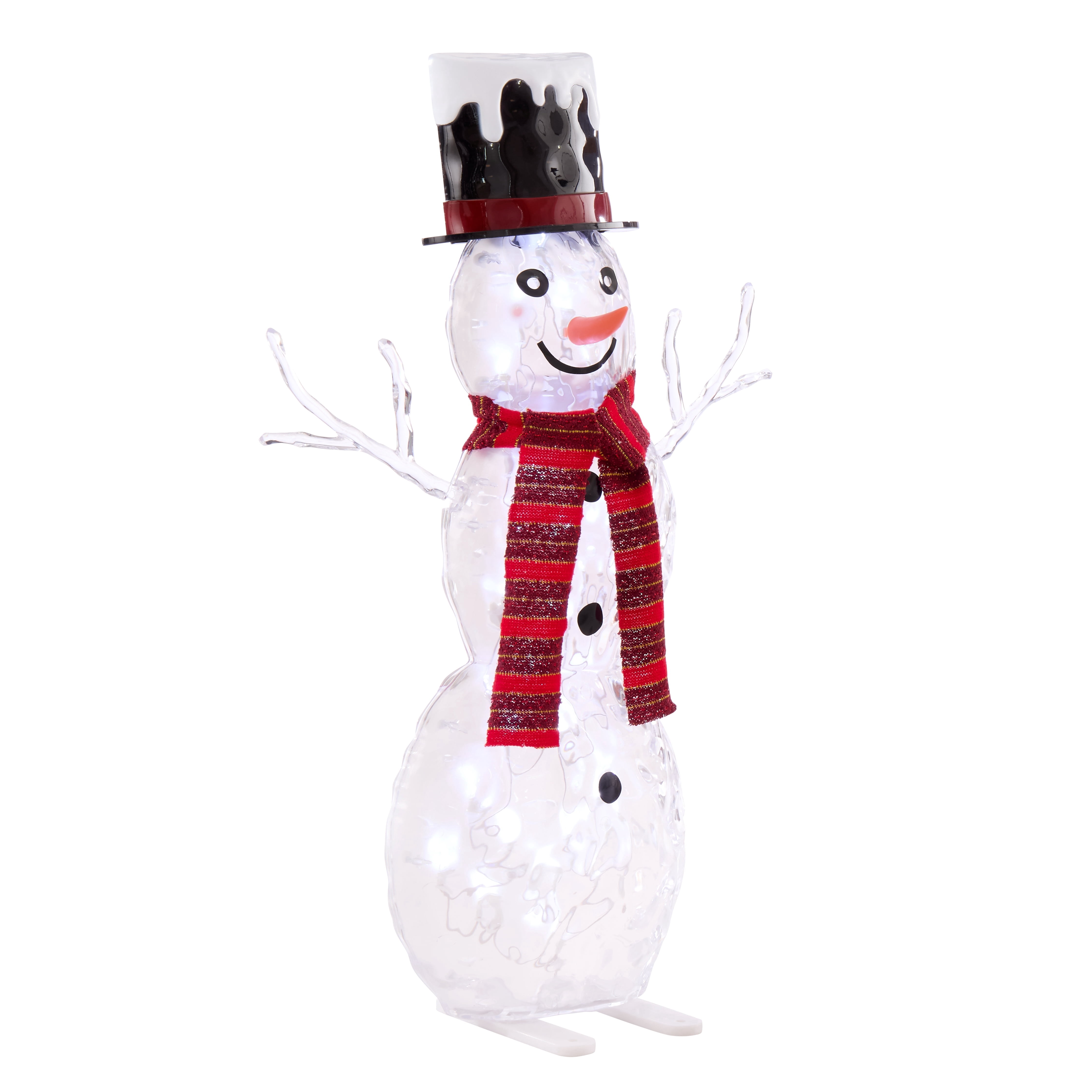 Indoor/Outdoor LED Icy Snowman Christmas Decoration, White/Black/Red, 19.7", by Holiday Time