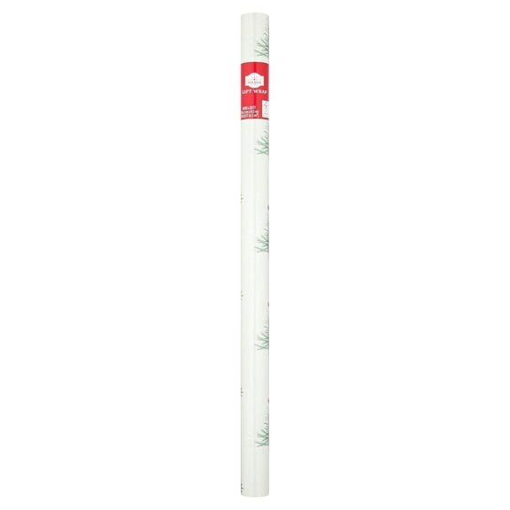 Red/White/Green Cardinals and Trees Christmas Wrapping Paper, 70 sq ft, by Holiday Time
