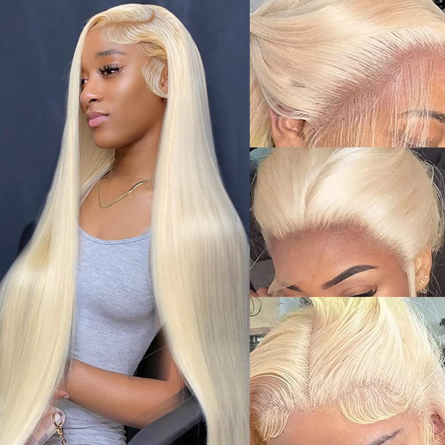 613 human hair lace frontal wig 30 inch Amazon.com : Koiaskral 613 Blonde Wig Human Hair 30 Inch  main image 3