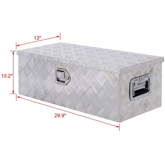 30Inch Aluminum Tool Box,Heavy Duty Truck Bed Tool Box,Outdoor Trailer Pickup Storage Tool Box,Rv Storage Organizer,Underbody Box W/Lock Keys,Silver,Silver Aluminum
