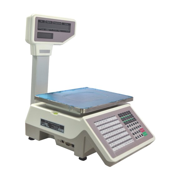 30KG Bar Code Label Printing Electronic Scales Five-Window Upright English Panel Supermarket 110V