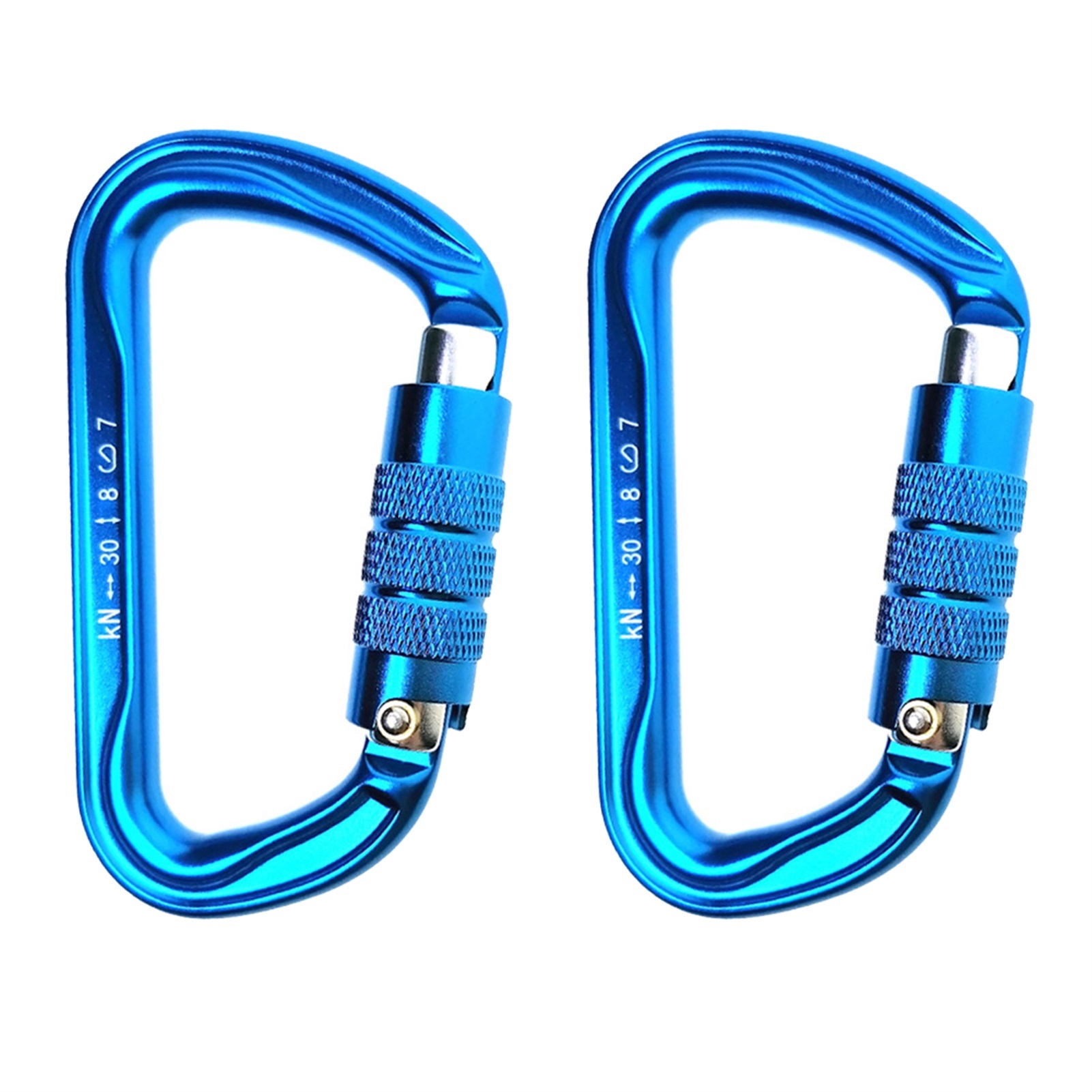 30KN Rock Climbing Auto Locking Carabiner Blue Dshaped Master