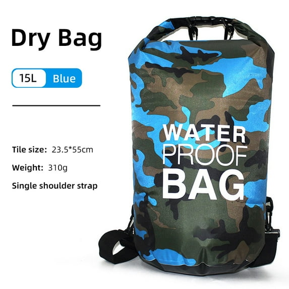 30L 15L Waterproof Dry Bags with Wet Separation Pocket Backpack for Kayaking Boating Swimming Outdoor Sports Bag XAZ9 (15L Blue)