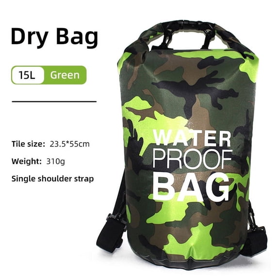 30L 15L Waterproof Dry Bags with Wet Separation Pocket Backpack for Kayaking Boating Swimming Outdoor Sports Bag XAZ9 (15L Green)