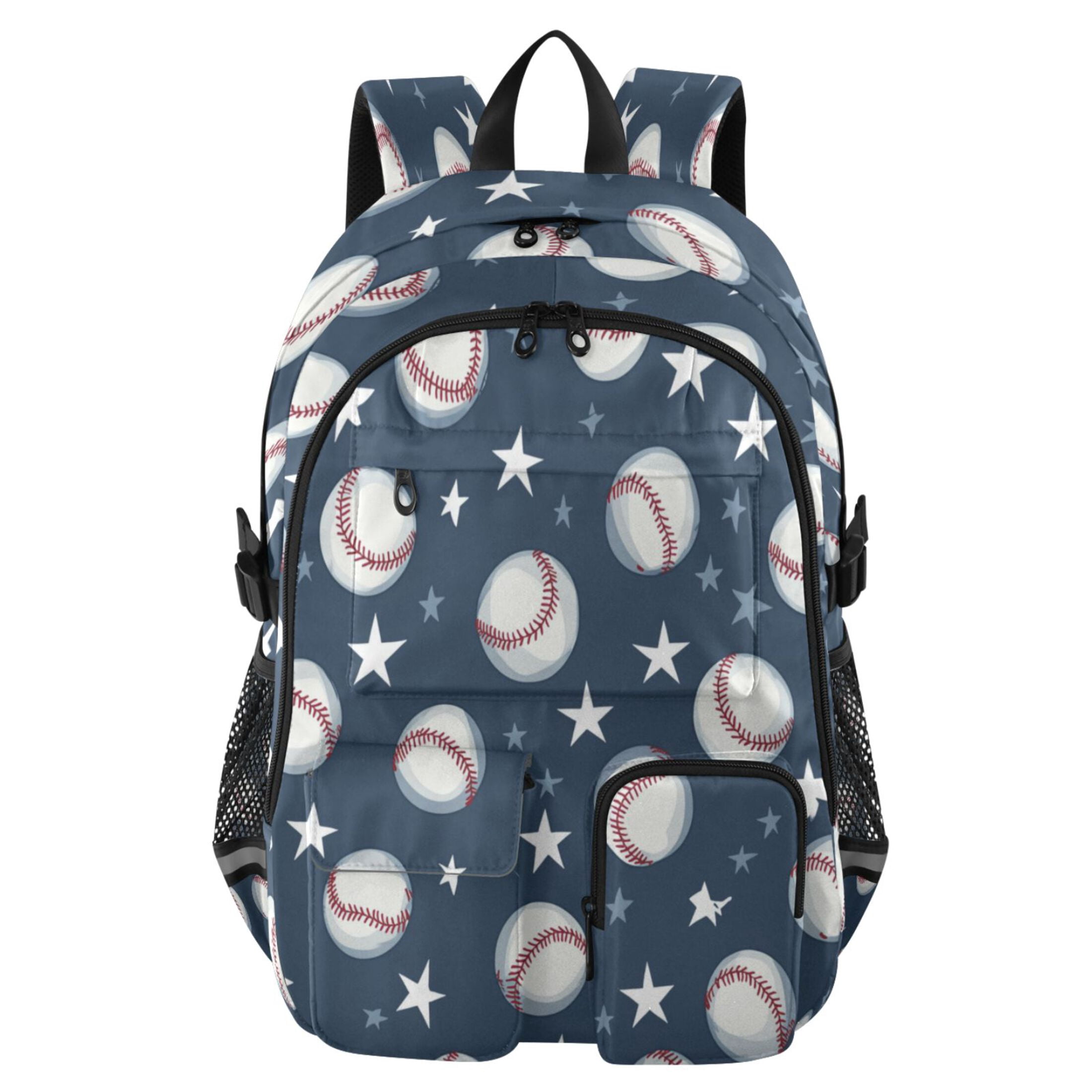 30L Backpack Durable Computer Bag for College & Travel Lightweight Daypack Fits 15.6" Laptop Baseball Stars Pattern