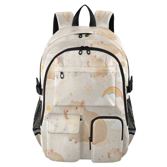30L Backpack Durable Computer Bag for College & Travel Lightweight Daypack Fits 15.6" Laptop Capybara Pattern