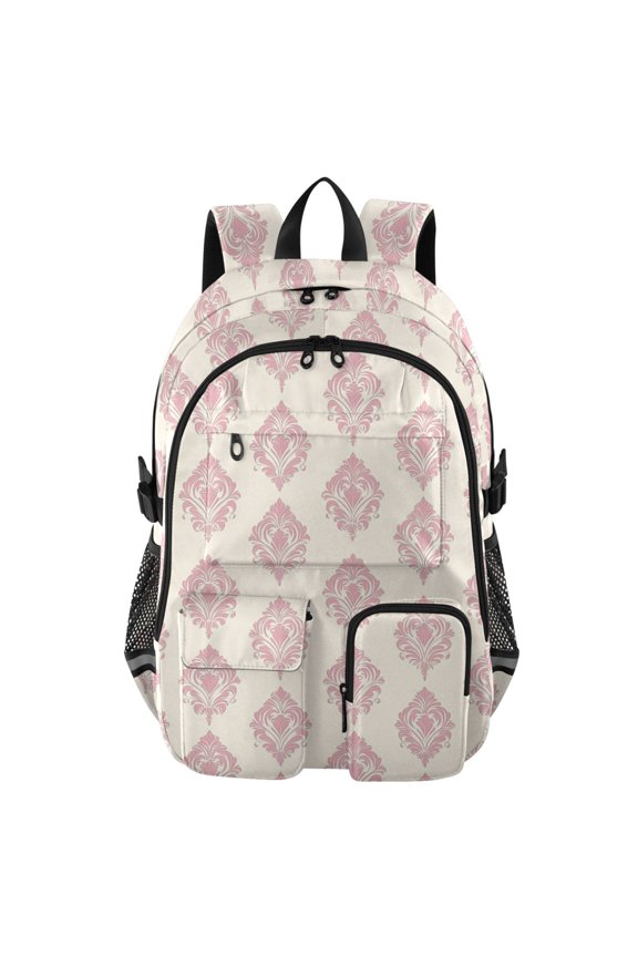 30L Backpack Durable Computer Bag for College & Travel Lightweight Daypack Fits 15.6" Laptop Cream Vintage Pattern