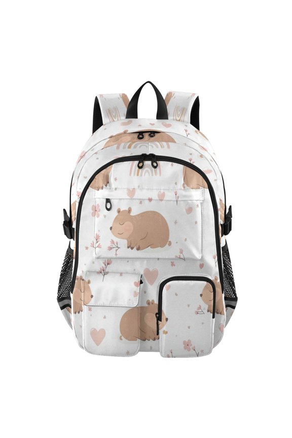 30L Backpack Durable Computer Bag for College & Travel Lightweight Daypack Fits 15.6" Laptop Cute Capybara Pattern