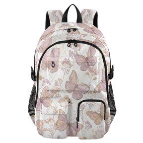 30L Backpack Durable Computer Bag for College & Travel Lightweight Daypack Fits 15.6" Laptop Delicate Butterflies and Flowers