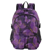 30L Backpack Durable Computer Bag for College & Travel Lightweight Daypack Fits 15.6" Laptop Glowing Purple Butterfly