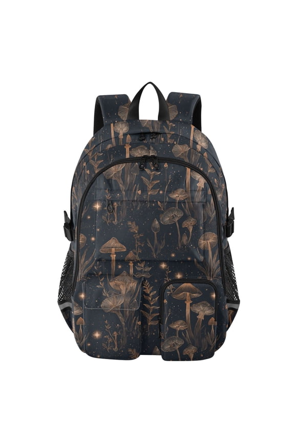 30L Backpack Durable Computer Bag for College & Travel Lightweight Daypack Fits 15.6" Laptop Mushrooms and Plants Pattern