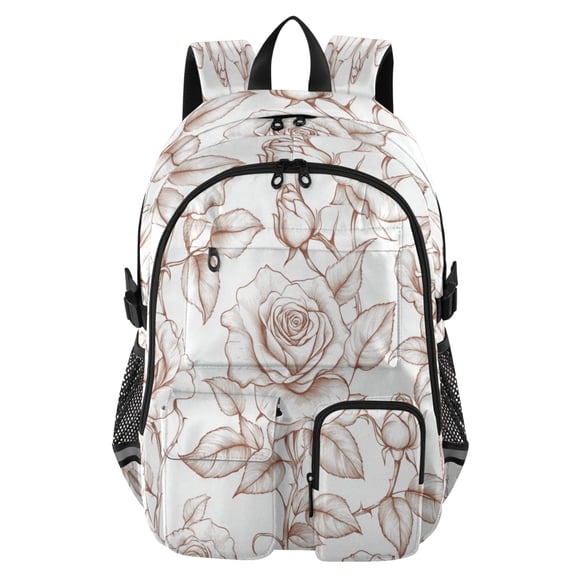 30L Backpack Durable Computer Bag for College & Travel Lightweight Daypack Fits 15.6" Laptop Rose Drawings