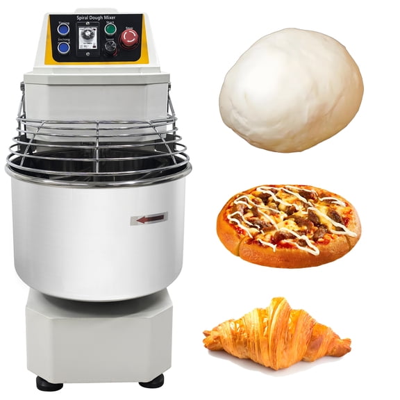30L Commercial Dough Mixer Flour Spiral Mixer Double-Action Multi-Speed with Timer 26LB Capacity 110V