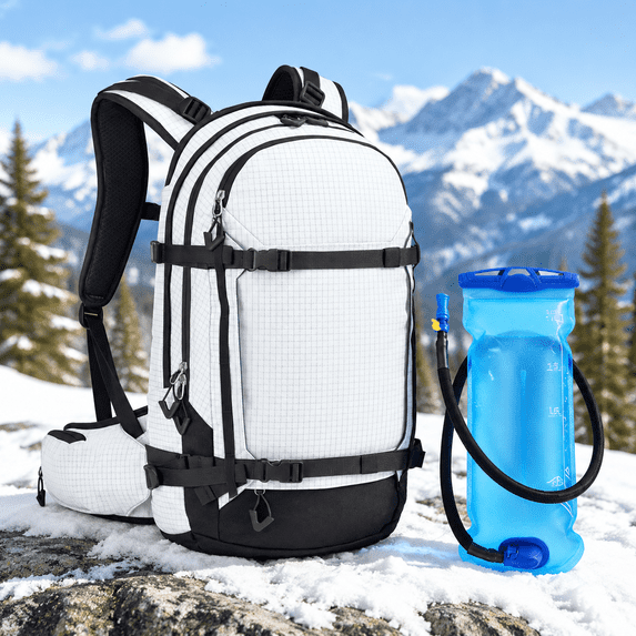 30L Ski and Snowboard Hydration Pack with 2L Water Reservoir, White ...