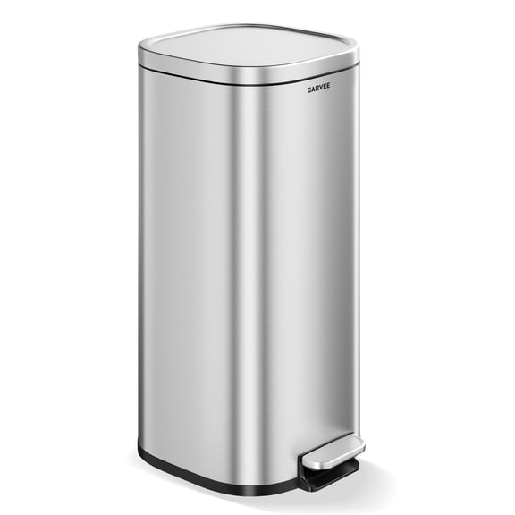 30L Stainless Steel Step Trash Can, Hands-Free Foot Pedal