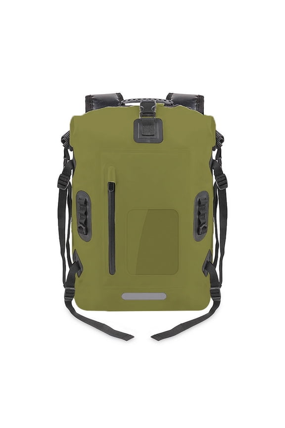 30L Waterproof Dry Bag Backpack, 500D PVC Floating Rafting Kayak Bag With MOLLE System & Reflective Strips, Large Capacity Roll Top Dry Bag For Camping, Swimming, Beach Gear Storage