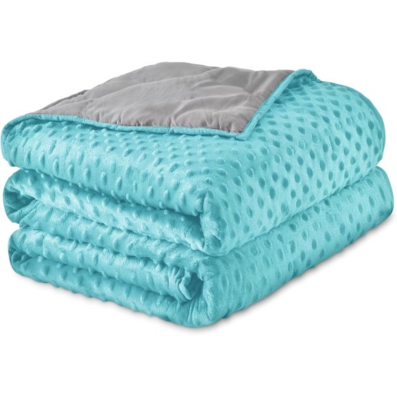 30LB Weighted Blanket for Adults 86"x 90" Aqua Color, 2-Sided Microfiber Blanket with Premium Glass Beads, Cooling & Heating All-Season Thick Blanket$$