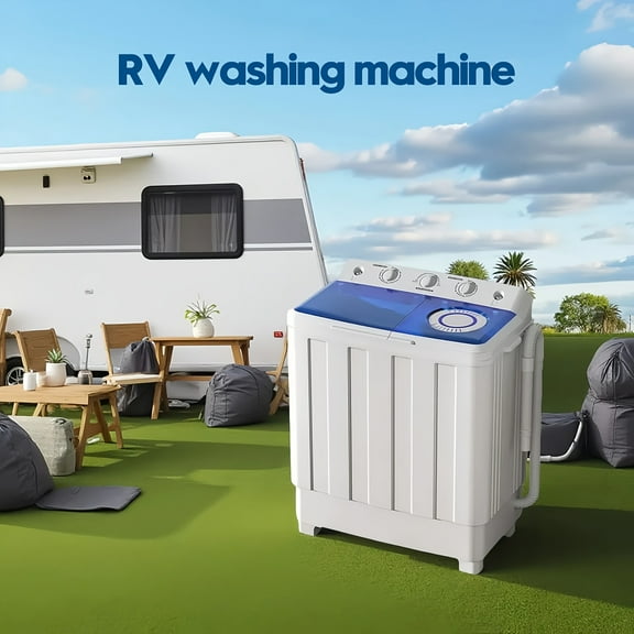 30LBS Capacity Portable Twin Tub Washing Machine - 20LBS Washer + 10LBS Spinner, Compact Laundry Combo for Apartments, Dorms, RVs