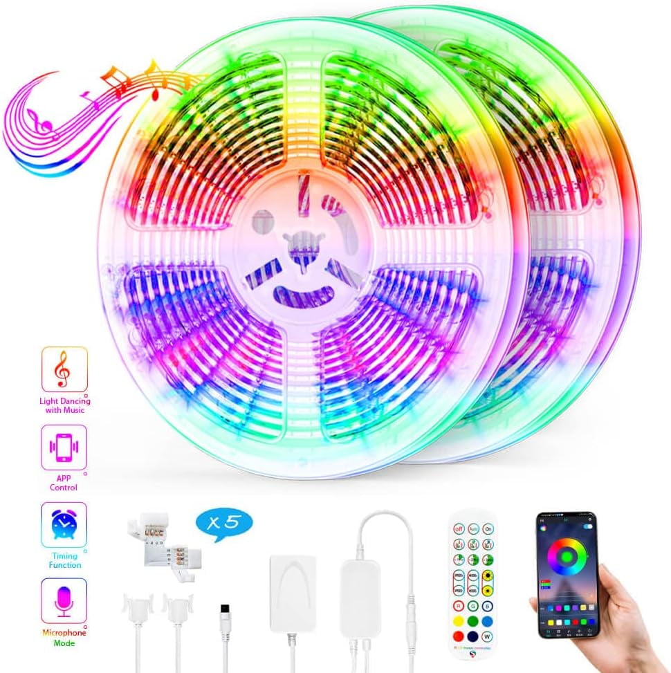 30M LED Strip Light with Remote ("5 Corner connectors Included") Long LED Lights for