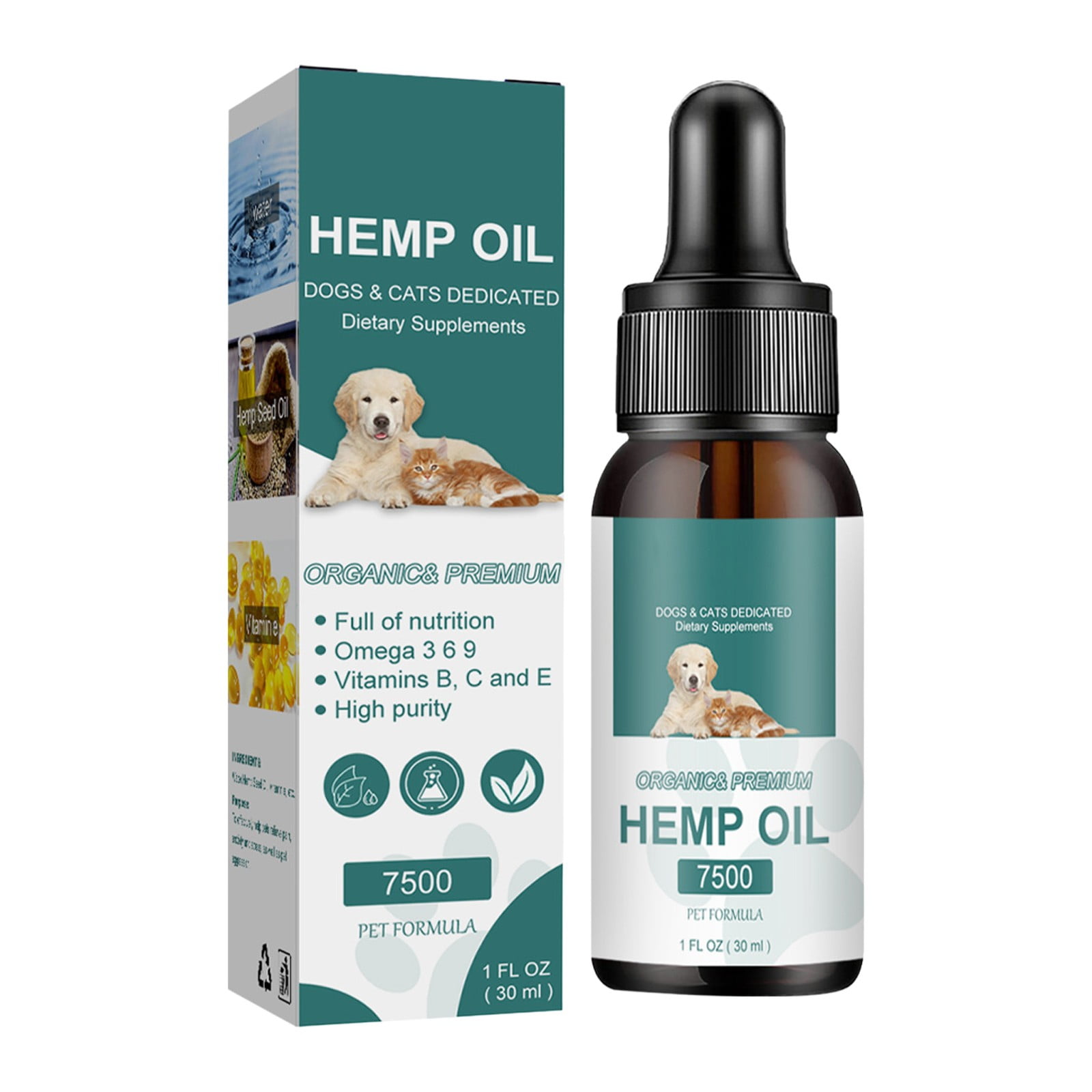 30ML Oil For Dogs Cats Help Anxiety Stress Inflammations Ease Joint & Pet Calming Drops Water