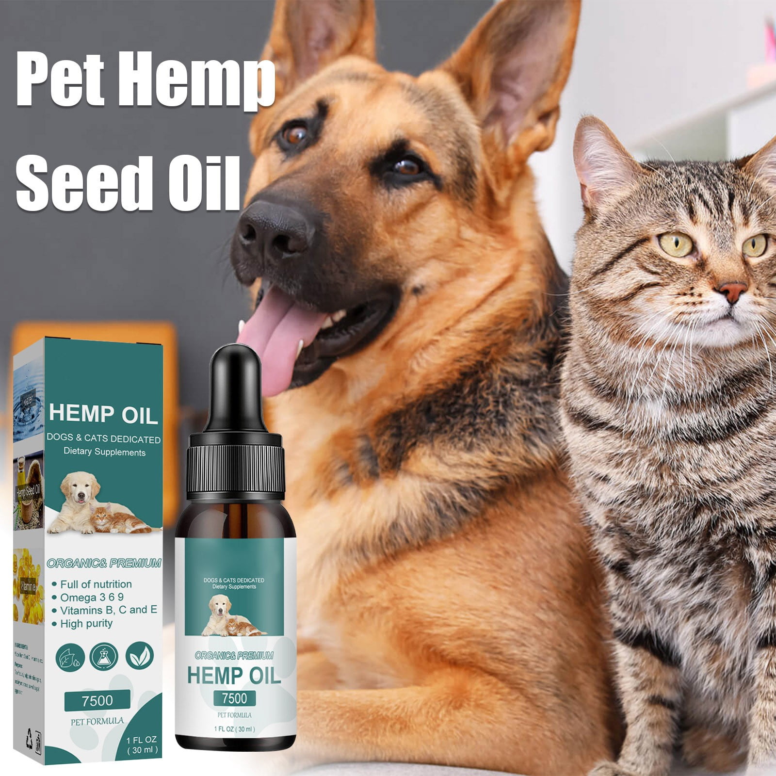 30ML Oil For Dogs Cats Help Anxiety Stress Inflammations Ease Joint & Pet Calming Drops Water