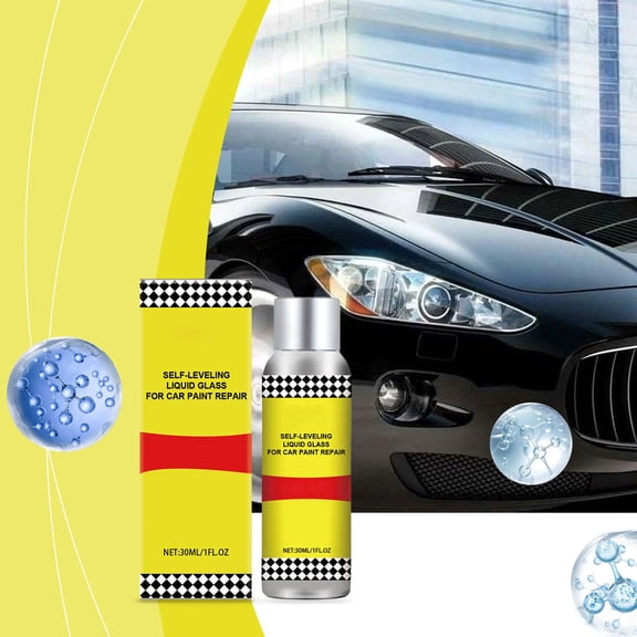 30ML Self-Leveling Liquid Glass for Car Paint Repair, Self-Leveling Scratch Remover & Gloss Enhancer, Fast Acting Coating Restores Shine, Protects Paint, Protects Against UV Rays and Scratches 2PCS