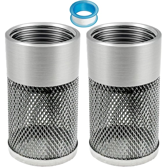 30MM Garden Hose Strainer, Hose Inlet Strainer Mesh Filter, Compatible with Livewell Pump, for Irrigation Garden High Pressure Sprayer Garden Hose Suction Line, with Blue Industrial Tape, 2PCS