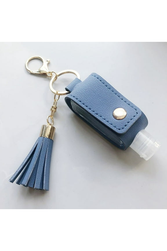 30Ml Empty Hand Sanitizer Bottle and Keychain Set Holder Hand Sanitizer Leather Case Outdoor Portable Keychain Leather Case 8 Colors Sky Blue Sky Blue