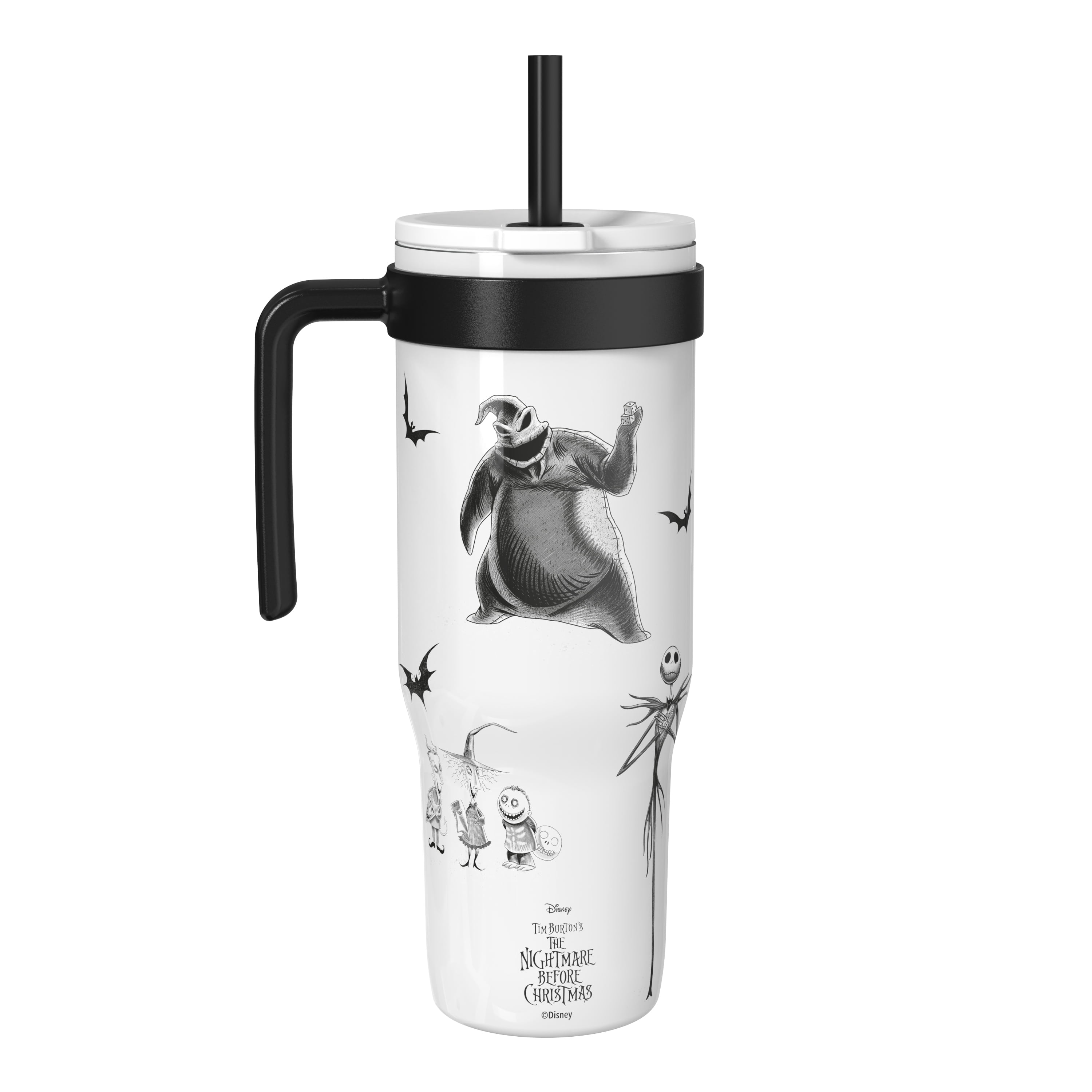 Zak Designs 30oz SS Straw Tumbler with a Handle, White NBC