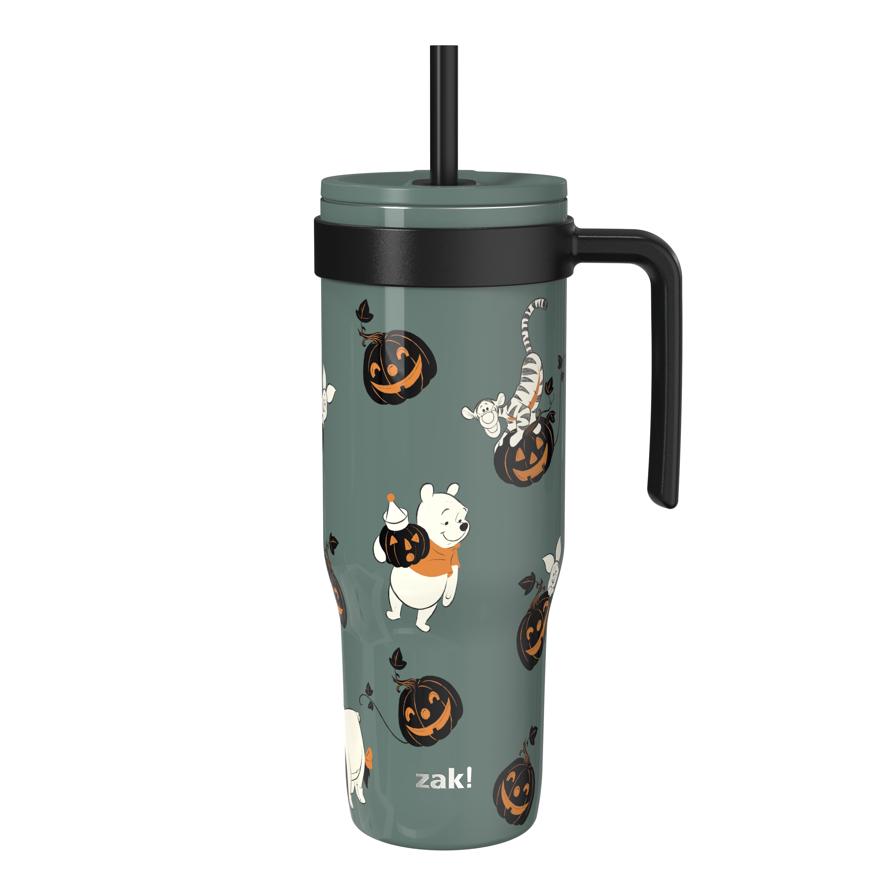 Zak Designs 30oz SS Straw Tumbler with a Handle, Green Pooh