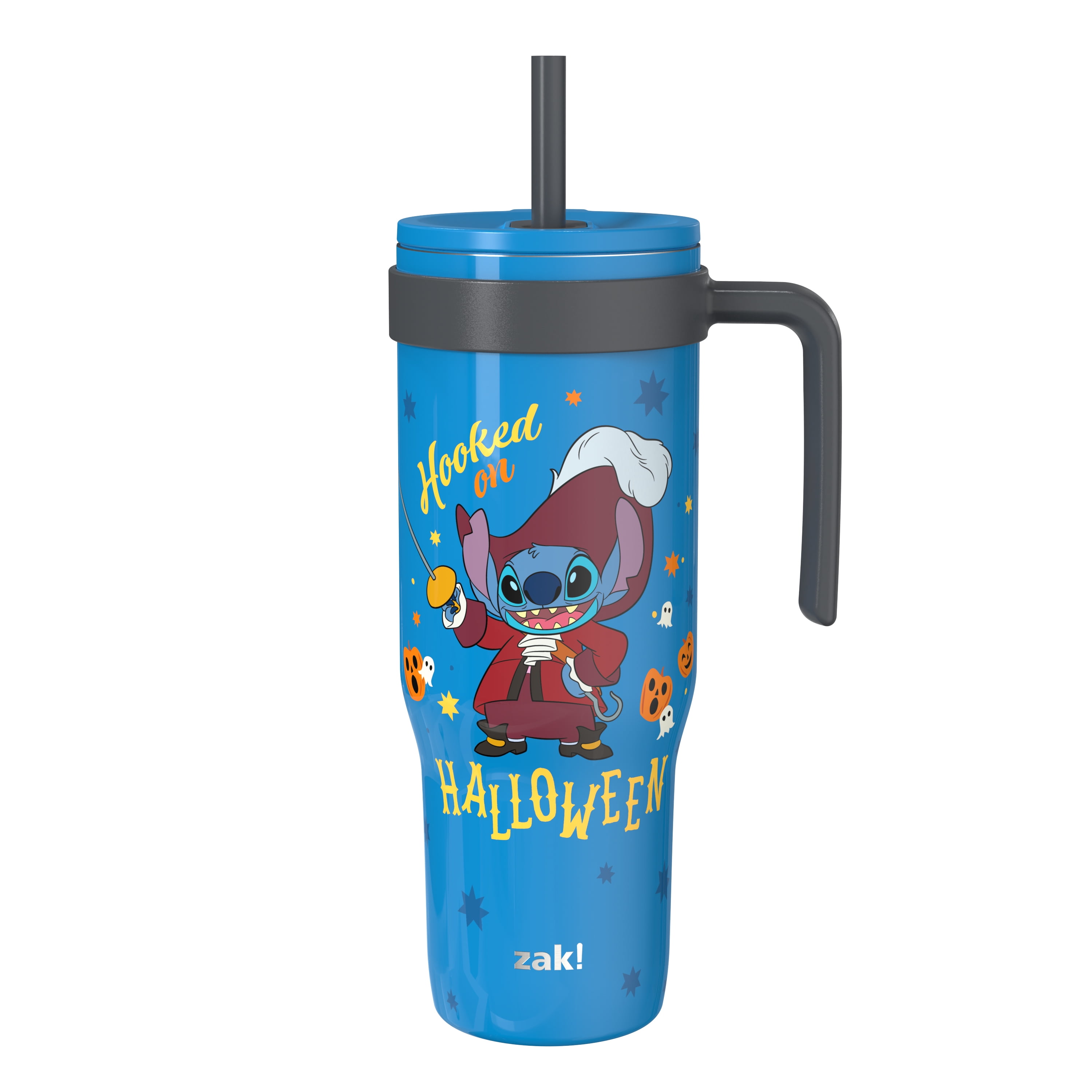 Zak Designs 30oz SS Straw Tumbler with a Handle, Blue Stitch