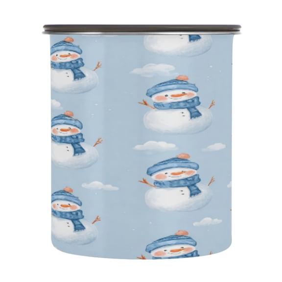 30OZ Food Storage Can - Keep Coffee Tea Flour & More Fresh - Ideal for Cereal Nuts & Pet Food Blue Scarf Snowmen