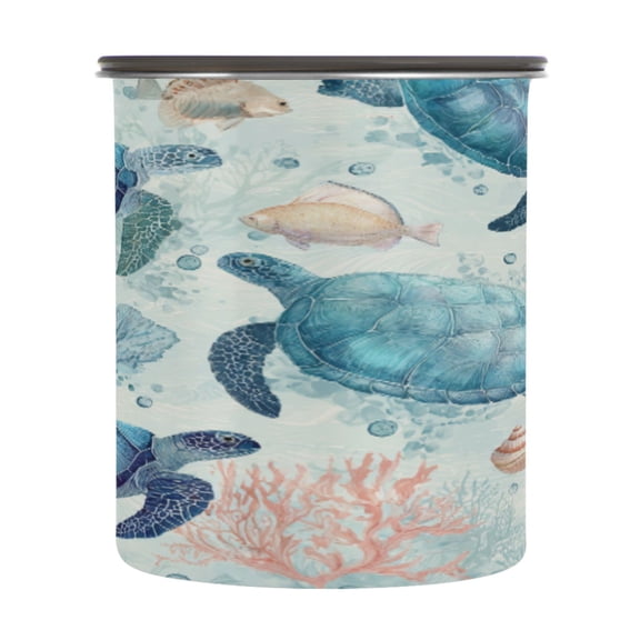 30OZ Food Storage Can - Keep Coffee Tea Flour & More Fresh - Ideal for Cereal Nuts & Pet Food Deep Green Sea Turtles