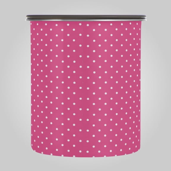 30OZ Food Storage Can - Keep Coffee Tea Flour & More Fresh - Ideal for Cereal Nuts & Pet Food Hot Pink White Polka Dot